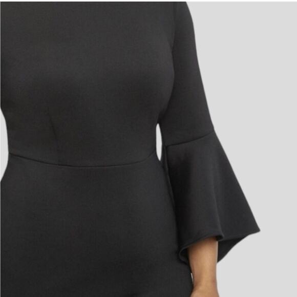 Eloquii black bell sleeve scuba crepe midi dress size 14 NWT - Picture 2 of 16